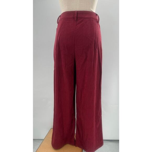 Aura Red Pants Womens Corduroy Flat Front Straight Leg Slash Pockets Size Medium - Picture 5 of 9